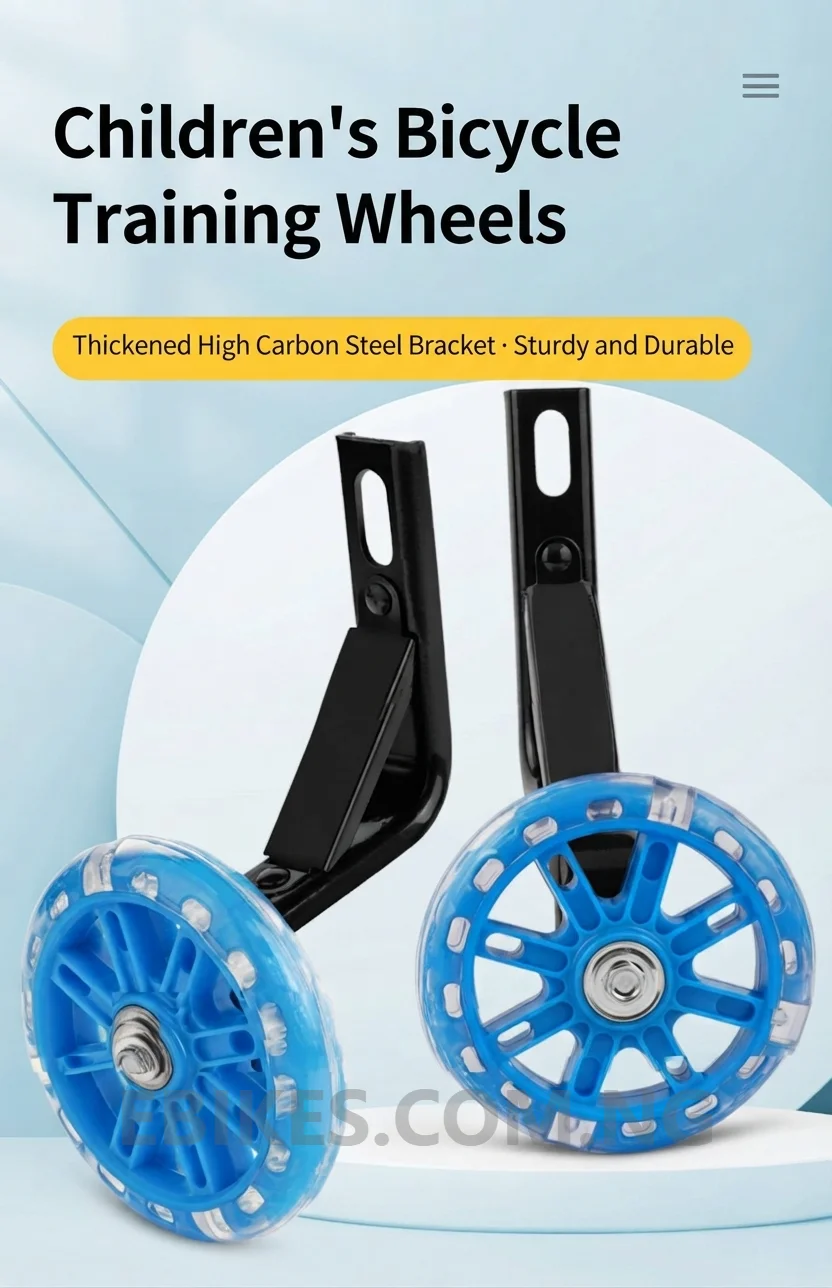 14" Compatible Bicycle Training Auxiliary Wheels with Flashing LED Lights